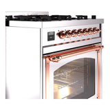 ILVE UN30NMPSSP Nostalgie II Noblesse 30 inch Dual Fuel Range (Natural Gas, Triple Glass Door, Stainless Steel, Copper)