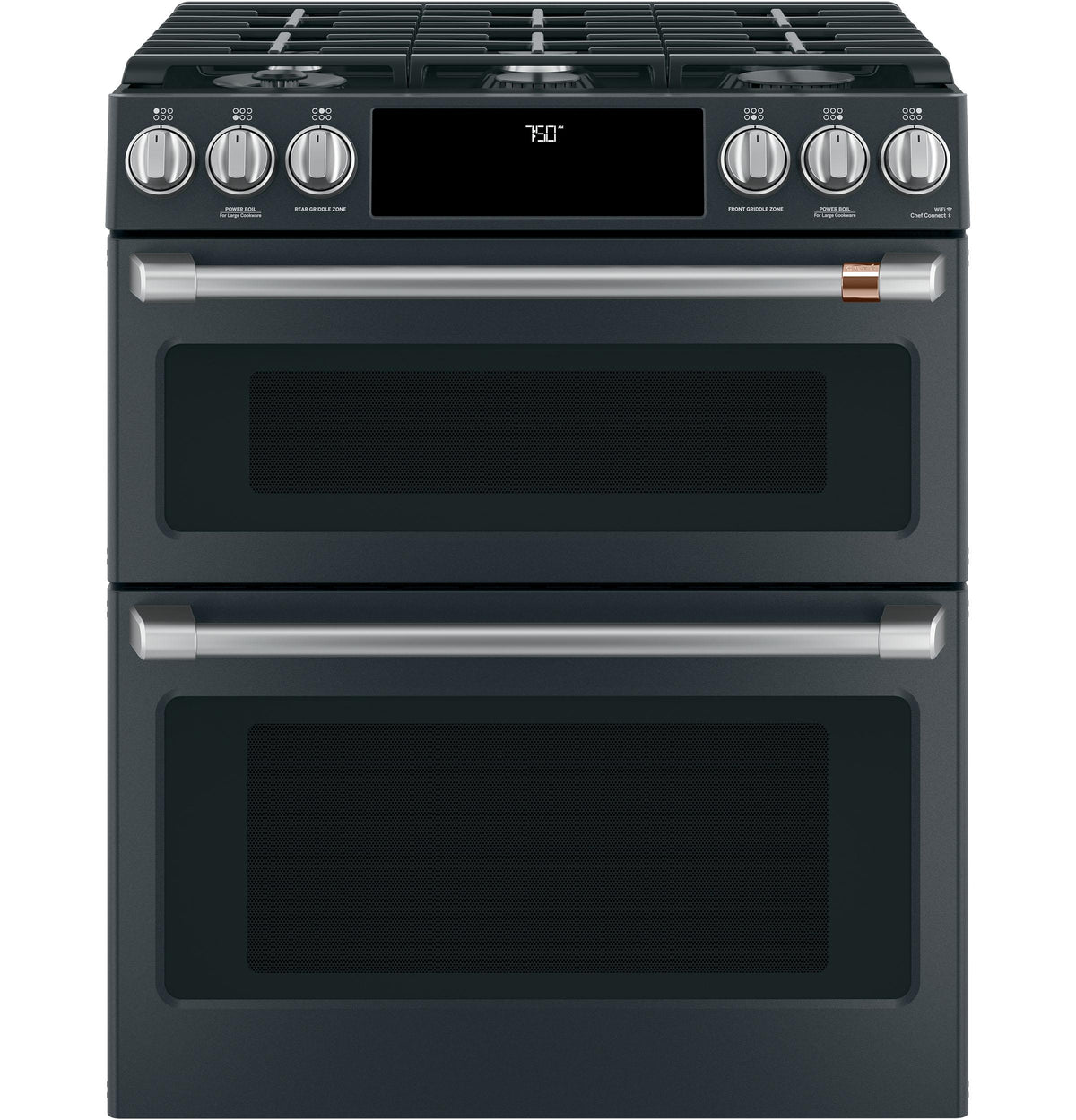 Café™ 30" Smart Slide-In, Front-Control, Gas Double-Oven Range with Convection