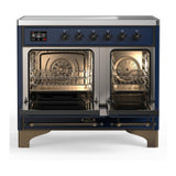 ILVE UMDIB40NR3MBB Majestic III 40 inch Induction Range with 6 Elements, 3.82 cu. ft. Total Oven Capacity (Triple Glass Door, Midnight Blue, Burnished)