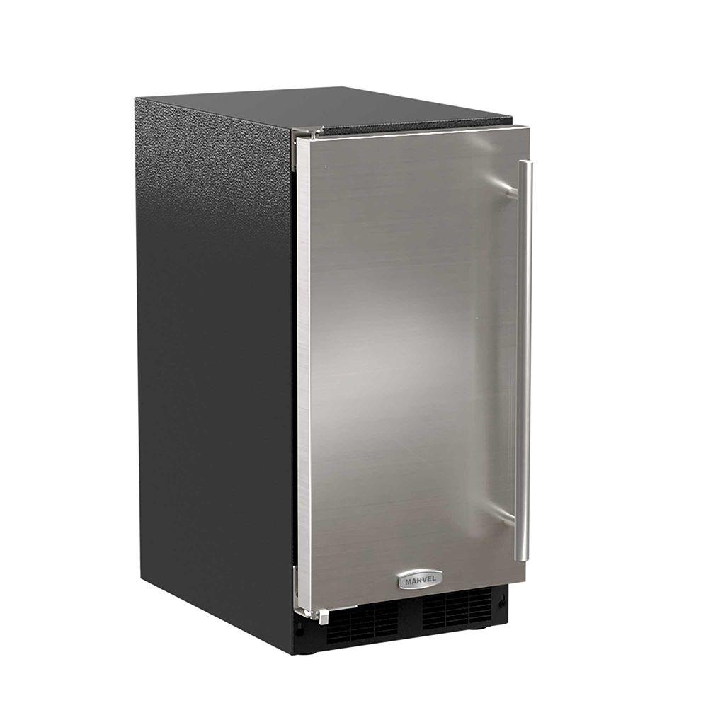 15-In Low Profile Built-In Clear Ice Machine With Arctic White Illuminice with Door Style - Stainless Steel, Door Swing - Left, Pump - Yes