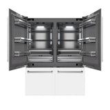 ZLINE 60 in. 32.2 cu. ft. French Door Built-In Bottom Freezer Refrigerator with Water Dispensers and Ice Makers in White Matte with Graphite Gray Interior (GRBIV-WM-60)