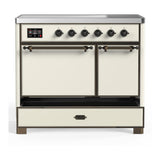 ILVE UMDIB40QNR3AWB Majestic III 40 inch Induction Range with 6 Elements, 3.82 cu. ft. Total Oven Capacity (Solid Door, Antique White, Burnished)