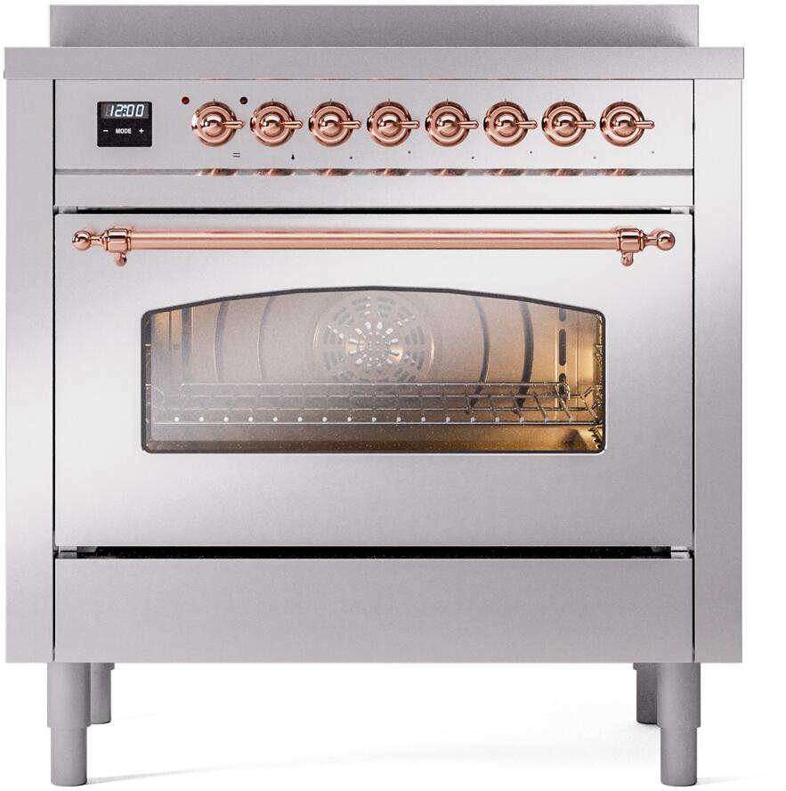Nostalgie II 36 Inch Electric Freestanding Range in Stainless Steel with Copper Trim