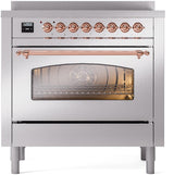 Nostalgie II 36 Inch Electric Freestanding Range in Stainless Steel with Copper Trim