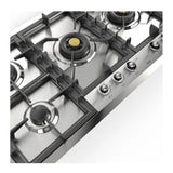ILVE UHCPT125NSSC Nostalgie II 48 inch Built-In Gas Cooktop with Total Black Brass Burners, in Stainless Steel (6 Sealed Burners, Natural Gas, Chrome)