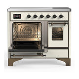ILVE UMDIB40NR3AWB Majestic III 40 inch Induction Range with 6 Elements, 3.82 cu. ft. Total Oven Capacity (Triple Glass Door, Antique White, Burnished)