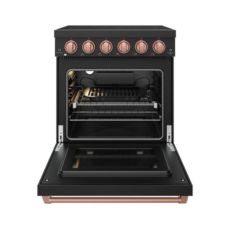 30 Inch Professional Electric Range With Precision Knob Control In Black and Rose Gold  Gordon Ramsay Series