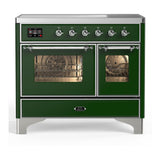 ILVE UMDIB40NR3EGC Majestic III 40 inch Induction Range with 6 Elements, 3.82 cu. ft. Total Oven Capacity (Triple Glass Door, Emerald Green, Chrome)