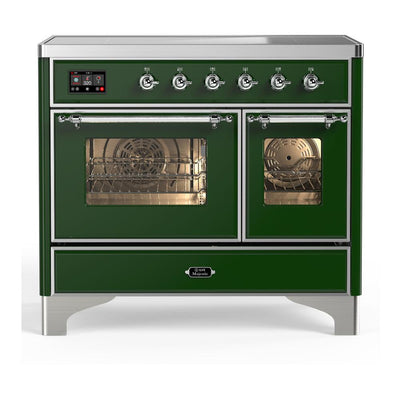 ILVE UMDIB40NR3EGC Majestic III 40 inch Induction Range with 6 Elements, 3.82 cu. ft. Total Oven Capacity (Triple Glass Door, Emerald Green, Chrome)
