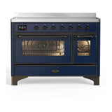 ILVE UMIB48NR3MBB Majestic III 48 inch Induction Range with 6 Elements, 5.02 cu. ft. Total Oven Capacity (Triple Glass Door, Midnight Blue, Burnished)