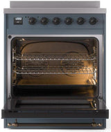 Nostalgie II 30 Inch Electric Freestanding Range in Blue Grey with Bronze Trim