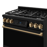 36 Inch Professional Gas Range With Tilt Panel Touch Control In Black/bronze  Gordon Ramsay Series