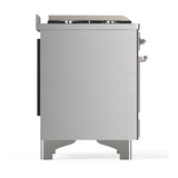 ILVE UM48FSNR3SSC Majestic III 48 inch Dual Fuel Range with 5 Black Brass Burners, Griddle and French Top, Dual Function Burner up to 25,000 BTU (Natural Gas, Triple Glass Door, Stainless Steel, Chrome)