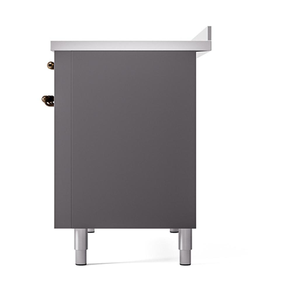 ILVE UNI486QNMPMGB Nostalgie II Noblesse 48 inch Induction Range (Solid Door, Graphite Matte, Burnished)