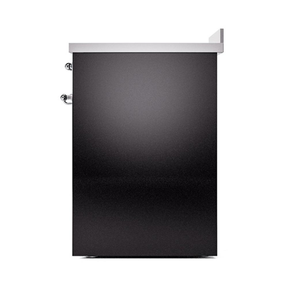 ILVE UNI304QNMPBKC Nostalgie II Noblesse 30 inch Induction Range (Solid Door, Glossy Black, Chrome)