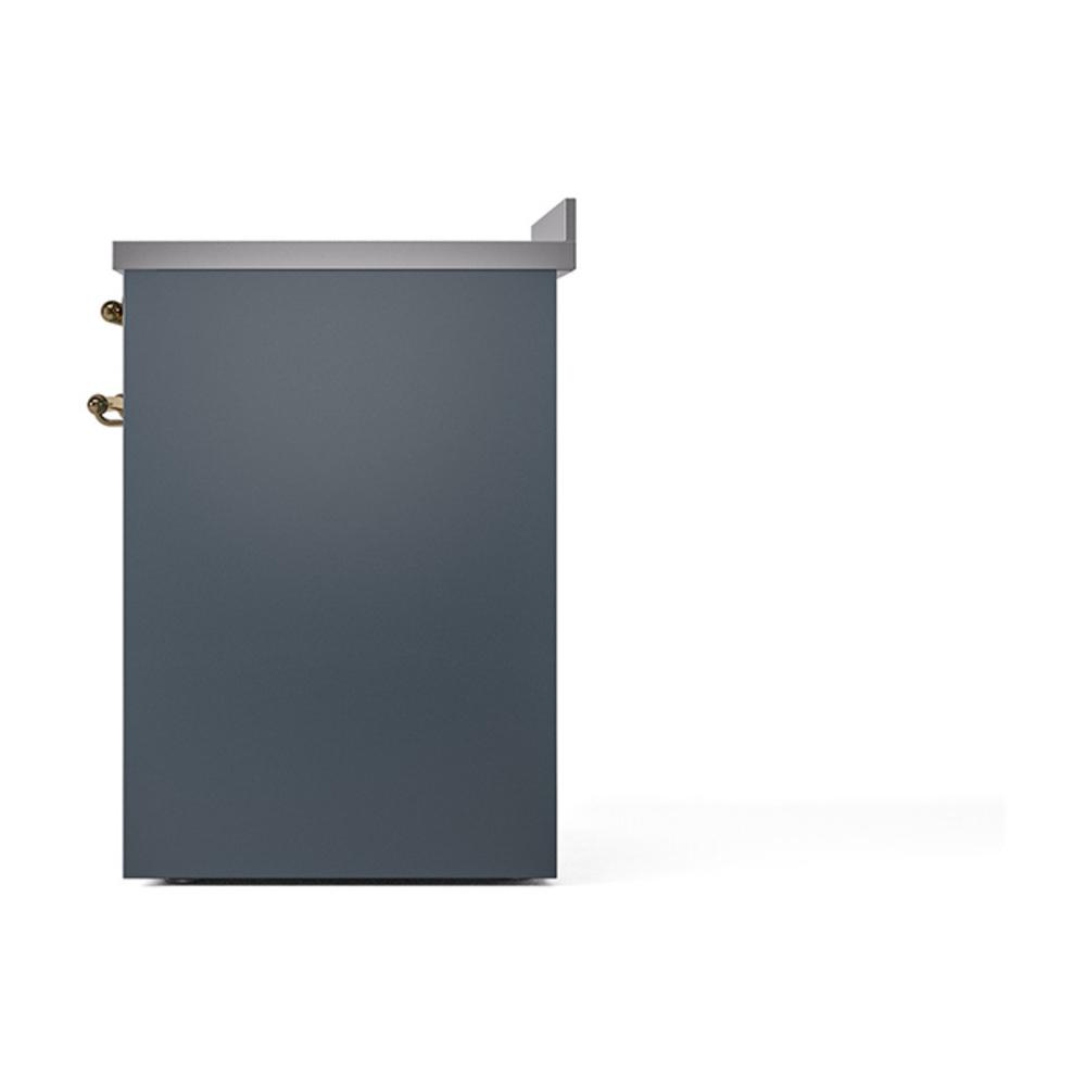 ILVE UNI304QNMPBGG Nostalgie II Noblesse 30 inch Induction Range (Solid Door, Blue Grey, Brass)