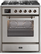 Majestic II 30 Inch Dual Fuel Liquid Propane Freestanding Range in Stainless Steel with Bronze Trim