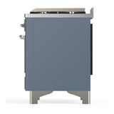 ILVE UM60FQNR3BGCLP Majestic III 60 inch Dual Fuel Range with 9 Burners and Griddle, Dual Function Burner up to 25,000 BTU (Liquid Propane, Solid Door, Blue Grey, Chrome)