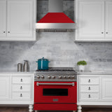 ZLINE Ducted DuraSnow Stainless Steel Range Hood with Red Matte Shell (8654RM)