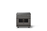 36"W. Induction Range (Finish: Damascus Gray, Trim: Polished Chrome)