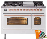 Nostalgie II 48 Inch Dual Fuel Liquid Propane Freestanding Range in RAL Custom Color with Copper Trim