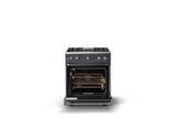 30"W. Sealed Burner Gas Range (Finish: Cast Black, Trim: Polished Chrome, Fuel: Natural Gas)