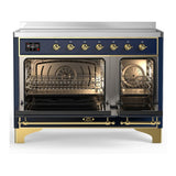 ILVE UMIB48QNR3MBG Majestic III 48 inch Induction Range with 6 Elements, 5.02 cu. ft. Total Oven Capacity (Solid Door, Midnight Blue, Brass)