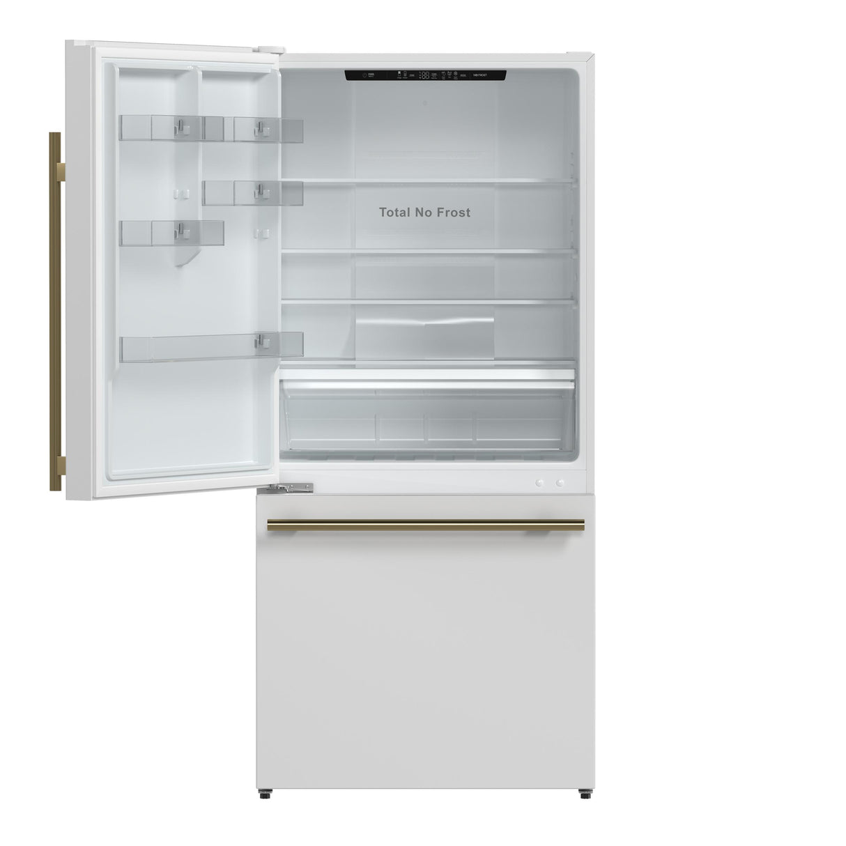 Forno Milano 2-Piece 62-Inch Freestanding Dual Bottom Freezer Refrigerator, White - 34.4 cu.ft, Touch Control, Ice Maker