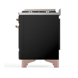 ILVE UMD40FNR3BKP Majestic III 40 inch Dual Fuel Range with 6 Burners and Griddle, Dual Function Burner up to 25,000 BTU (Natural Gas, Triple Glass Door, Glossy Black, Copper)