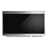 ILVE UMIB48QNR3BUG Majestic III 48 inch Induction Range with 6 Elements, 5.02 cu. ft. Total Oven Capacity (Solid Door, Burgundy, Brass)