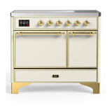 ILVE UMDIB40QNR3AWG Majestic III 40 inch Induction Range with 6 Elements, 3.82 cu. ft. Total Oven Capacity (Solid Door, Antique White, Brass)