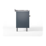 ILVE UN60FQNMPBGB Nostalgie II Noblesse 60 inch Dual Fuel Range (9 Sealed Burners + Griddle, Natural Gas, Solid Door, Blue Grey, Burnished)