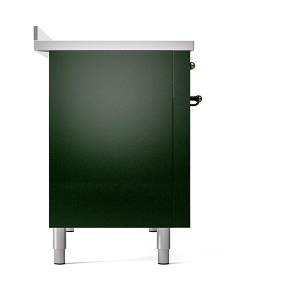 ILVE UNI486QNMPEGB Nostalgie II Noblesse 48 inch Induction Range (Solid Door, Emerald Green, Burnished)