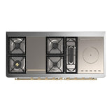 ILVE UM60FSNR3AWGLP Majestic III 60 inch Dual Fuel Range with 7 Burners, Griddle and French Top, Dual Function Burner with up to 25,000 BTU (Liquid Propane, Triple Glass Door, Antique White, Brass)