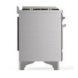 ILVE UM48FSQNR3SSCLP Majestic III 48 inch Dual Fuel Range with 5 Black Brass Burners, Griddle and French Top, Dual Function Burner up to 25,000 BTU (Liquid Propane, Solid Door, Stainless Steel, Chrome)