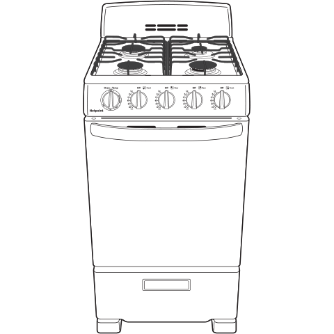 Hotpoint® 20" Front-Control Free-Standing Gas Range with Sealed Burners