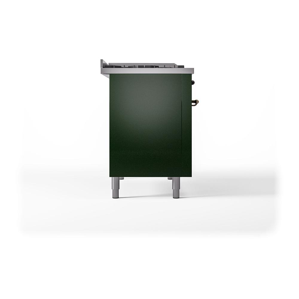 ILVE UN48FQNMPEGB Nostalgie II Noblesse 48 inch Dual Fuel Range (8 Sealed Burners + Griddle, Natural Gas, Solid Door, Emerald Green, Burnished)