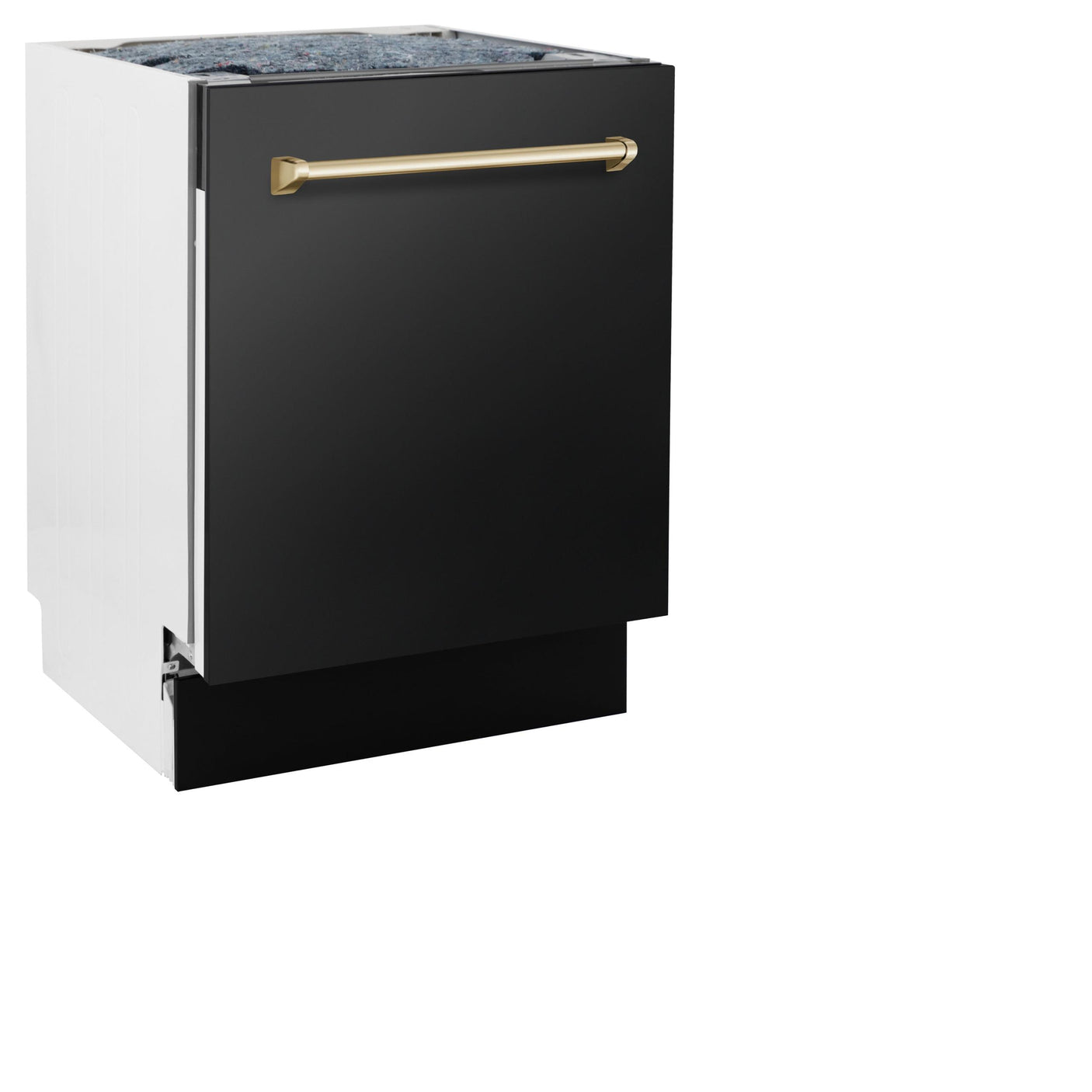 ZLINE Autograph Edition 24" 3rd Rack Top Control Tall Tub Dishwasher in Black Stainless Steel with Accent Handle, 51dBa (DWVZ-BS-24) [Color: Gold]