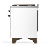 ILVE UMD40FQNR3WHBLP Majestic III 40 inch Dual Fuel Range with 6 Burners and Griddle, Dual Function Burner up to 25,000 BTU (Liquid Propane, Solid Door, White, Burnished)