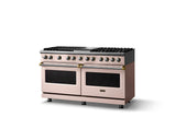 60"W.Dual Fuel Range (Finish: Blush, Trim: Polished Chrome, Fuel: Propane)