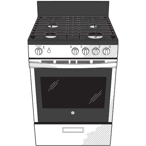 GE® 24" Steam Clean Free-Standing/Slide-in Gas Range