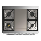 ILVE UM36FNR3BUC Majestic III 36 inch Dual Fuel Range with 6 Black Brass Burners and Griddle, Dual Function Burner up to 25,000 BTU (Triple Glass Door, Burgundy, Chrome, Natural Gas)