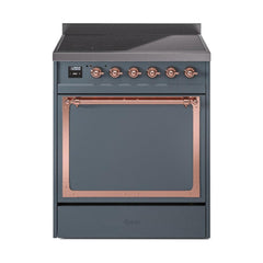 ILVE UNI304QNMPBGP Nostalgie II Noblesse 30 inch Induction Range (Solid Door, Blue Grey, Copper)
