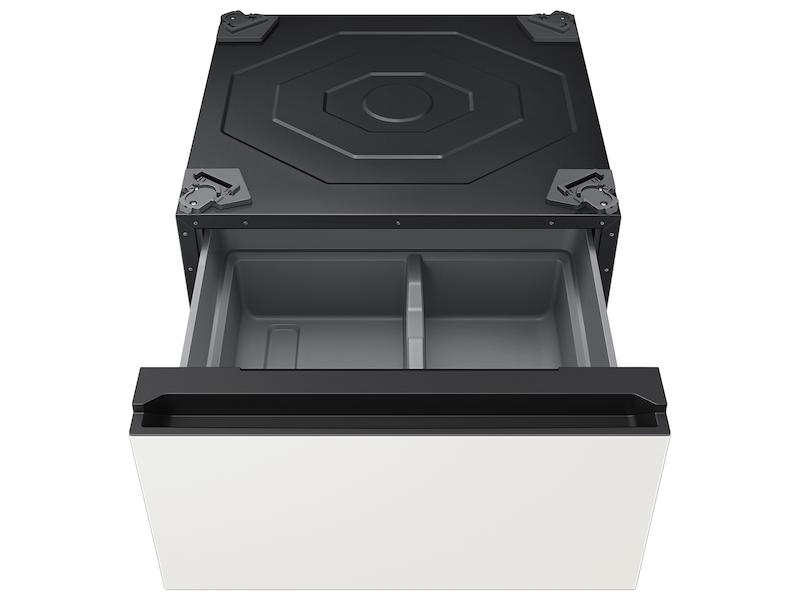 Bespoke 27" Wide Laundry Pedestal with Storage Drawer in Ivory