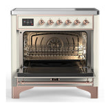 ILVE UMIB36NR3AWP Majestic III 36 inch Induction Range with 6 Elements, 3.5 cu. ft. Total Oven Capacity (Triple Glass Door, Antique White, Copper)