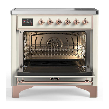 ILVE UMIB36NR3AWP Majestic III 36 inch Induction Range with 6 Elements, 3.5 cu. ft. Total Oven Capacity (Triple Glass Door, Antique White, Copper)