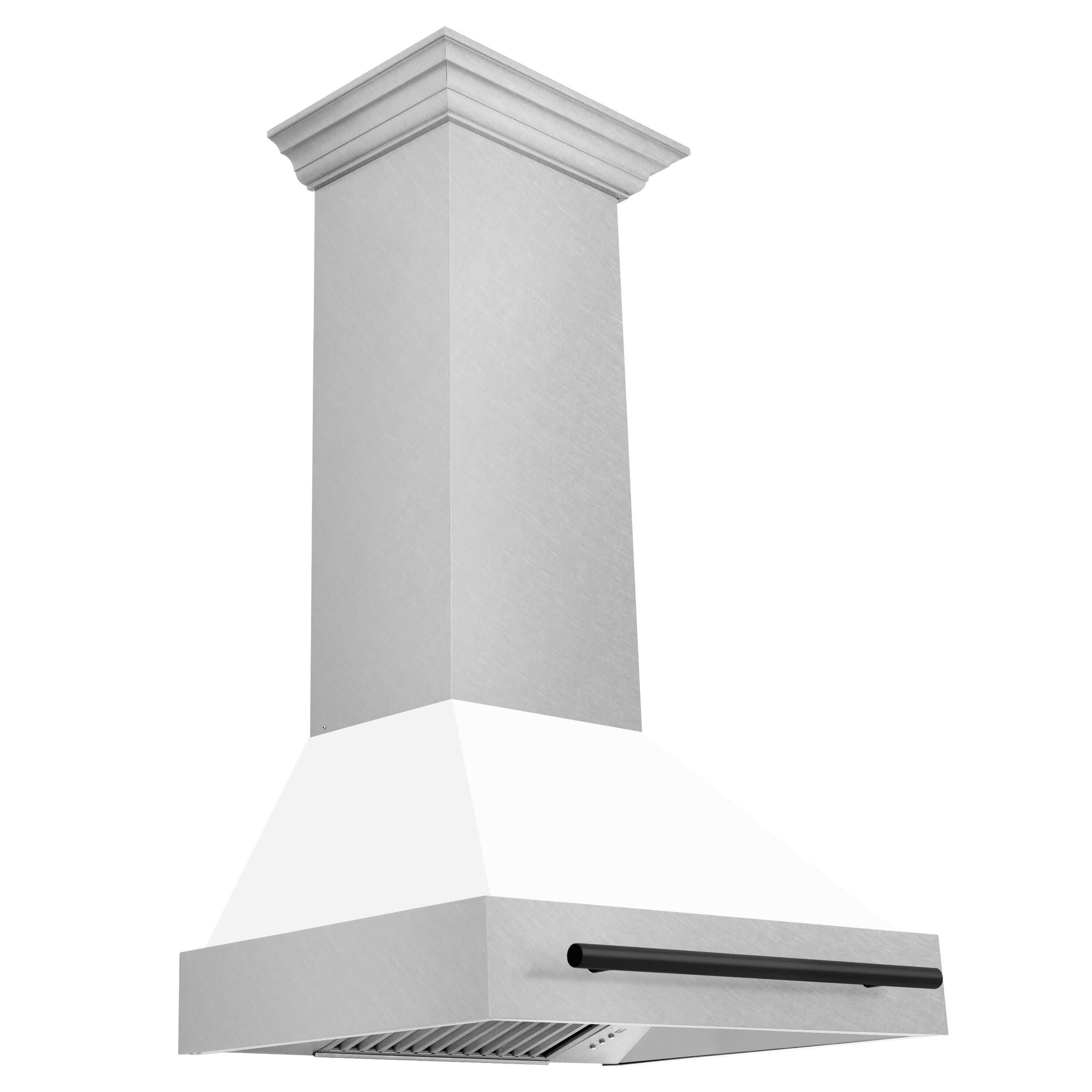 30 in. ZLINE Autograph Edition DuraSnow Stainless Steel Range Hood with White Matte Shell and Accented Handle (8654SNZ-WM30) [Color: Matte Black]