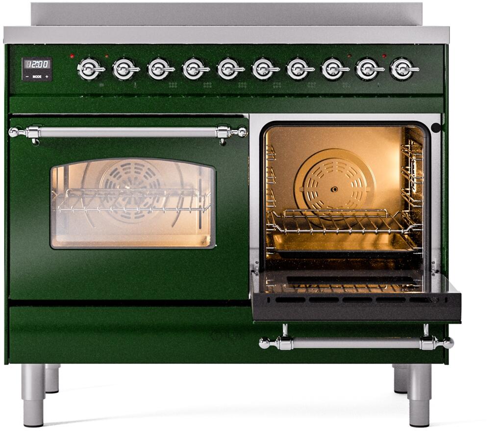Nostalgie II 40 Inch Electric Freestanding Range in Emerald Green with Chrome Trim