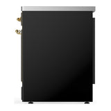 ILVE UMIB30NR3BKG Majestic III 30 inch Induction Range with 4 Elements, 4 cu. ft. Oven Capacity (Triple Glass Door, Glossy Black, Brass)
