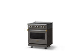 30"W. Induction Range (Finish: Damascus Gray, Trim: Brushed Brass)